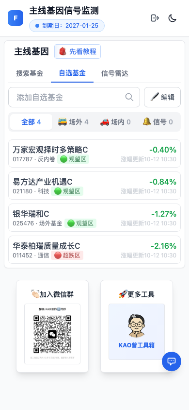基金列表与实时估值